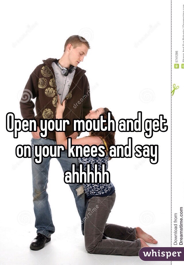 Girl On Her Knees Mouth Open